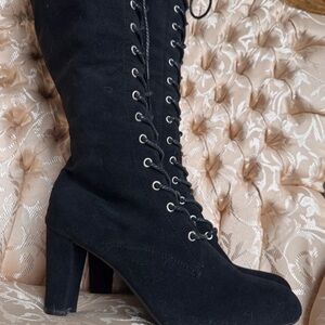 Boots Black Lace-Up Heeled Boots